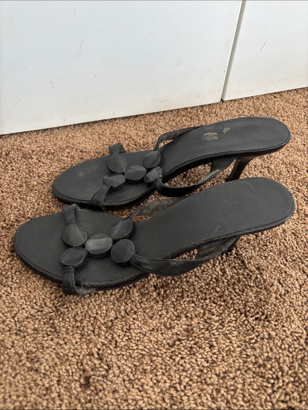 A. Marinelli Black Jeweled Strap Heels